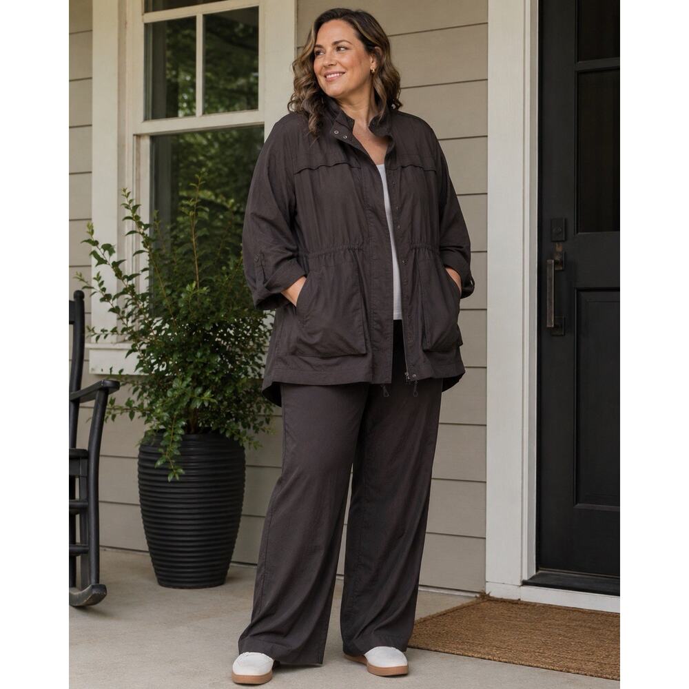 CJ Banks Brown Utility Jacket Women’s XL Coastal Grandma Quiet Luxury Minimalist
